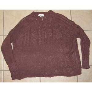 Brownish Purple Sz Small Oversized Stretchy Open Weave Crew Neck Sweater KYE MI